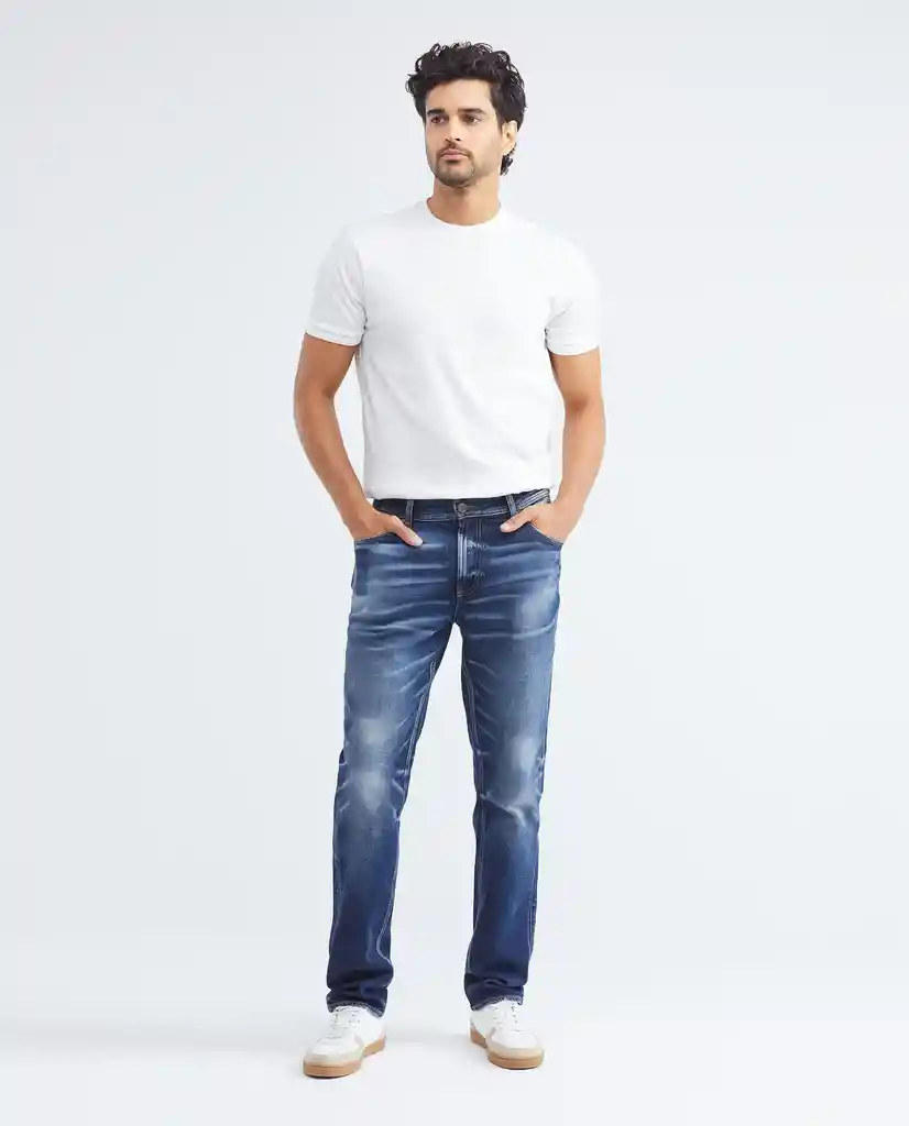 Straight Fit Morrison-her Azul Frances Medio Talla 32/32 Hombre Chevignon