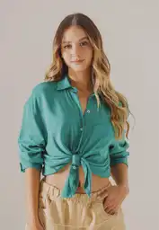 Blusa de Manga Larga Verde Talla XS