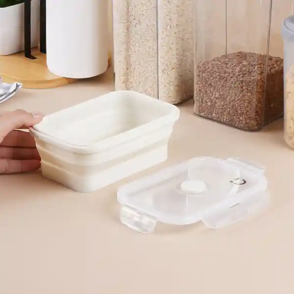 Contenedor de Alimentos Silicona Serie Silver Grey Crema Miniso