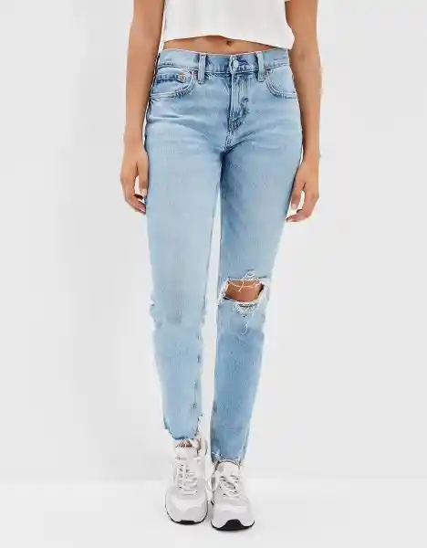 Jean Deshilachado Tomgirl Mujer Azul Talla 10 American Eagle