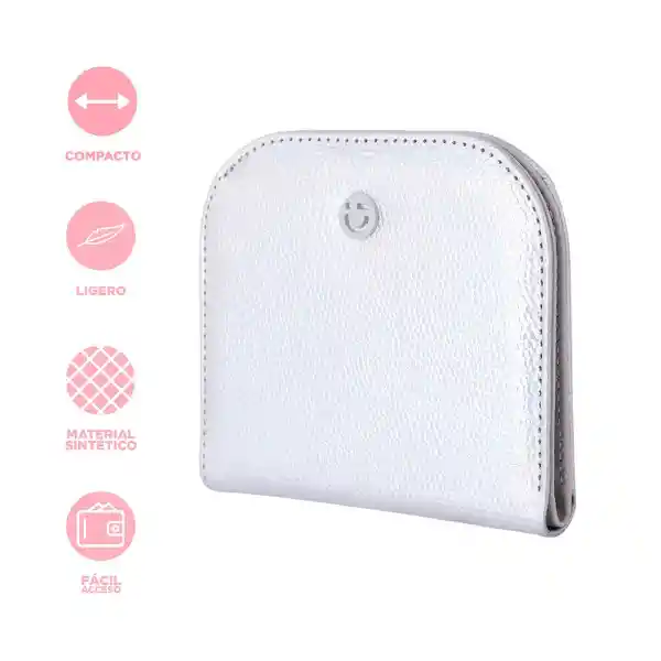 Cartera Corta Con Cierre Para Mujer Plata Serie Miniso