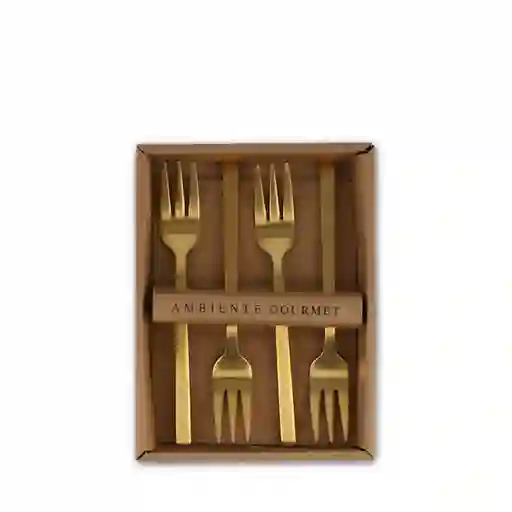 Ambiente Gourmet Tenedor Postre Dorado Mate 4
