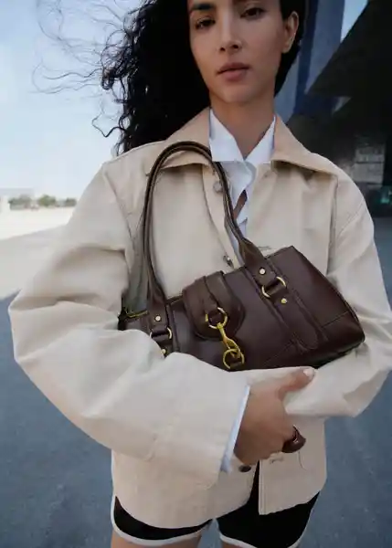 Bolso M Amazona Chocolate Talla 99 Mujer Mango
