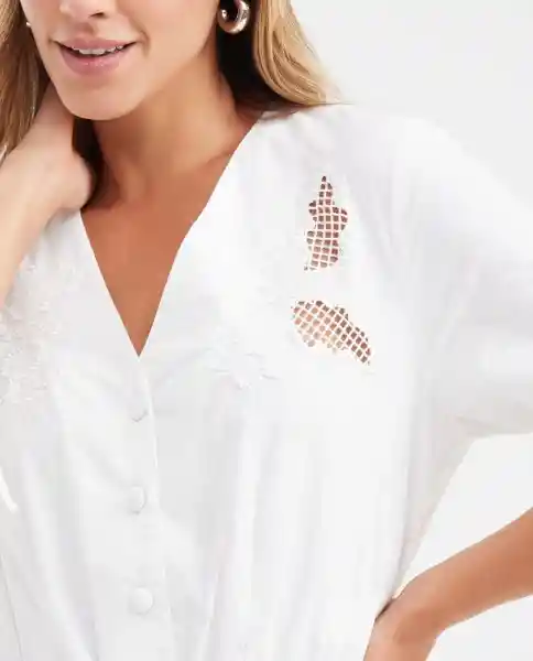 Vestido Corto Poplin Embroidery Dress Blanco 0 Claro S Chevignon