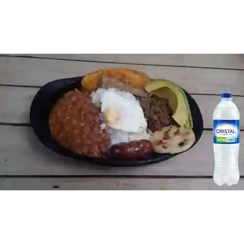 Combo Bandeja Mini Paisa + Agua Cristal Sin Gas 500 ml