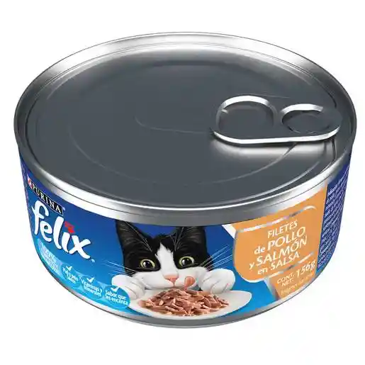 Felix Alimento Para Gato Filetes Pollo y Salmon en Salsa 156 g