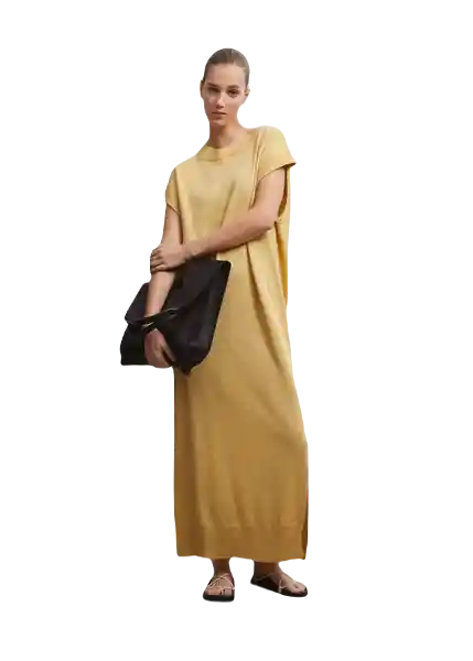 Vestido Am113 Mostaza Talla M Mujer Mango