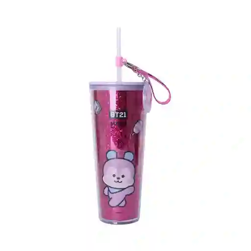 Vaso de Doble Pared Con Pitillo y Decoración Bt21 800 mL Miniso