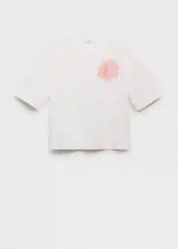 Camiseta Rosa-W Off White Talla M Mujer Mango