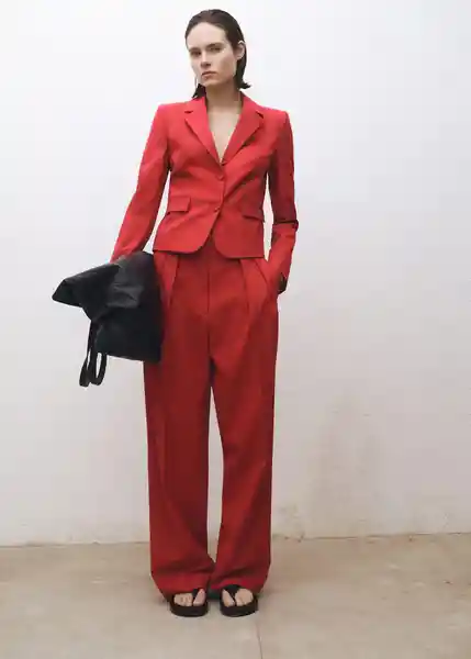 Blazer Americana Margot Rojo Talla M Mujer Mango