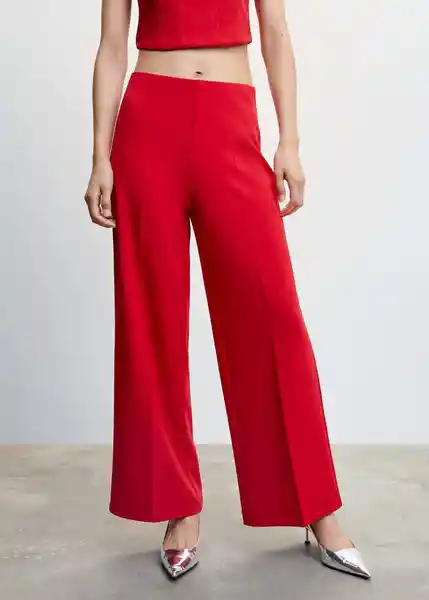 Pantalón Gofre-H Rojo Talla M Mujer Mango