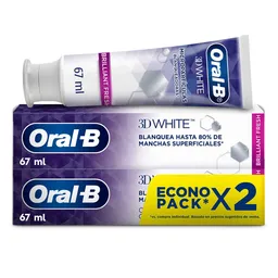 Crema Dental con Flúor Oral-B 3D White Brilliant Fresh 67ml 2 uds