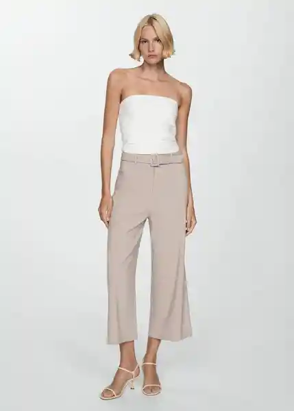 Pantalón Lapi-H Beige Talla L Mujer Mango