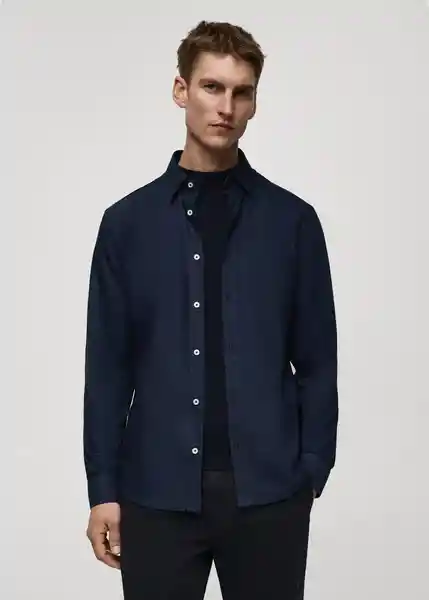 Camisa Oxford Navy Talla S Hombre Mango