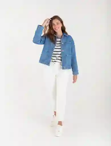 chaqueta en denim azul indigo medio talla s mujer Naf-Naf