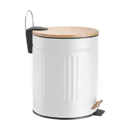 Basurero Ped Met Vintage Bambu Blanco