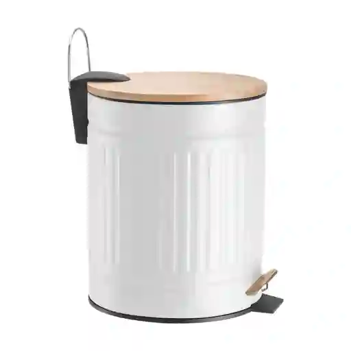 Basurero Ped Met Vintage Bambu Blanco