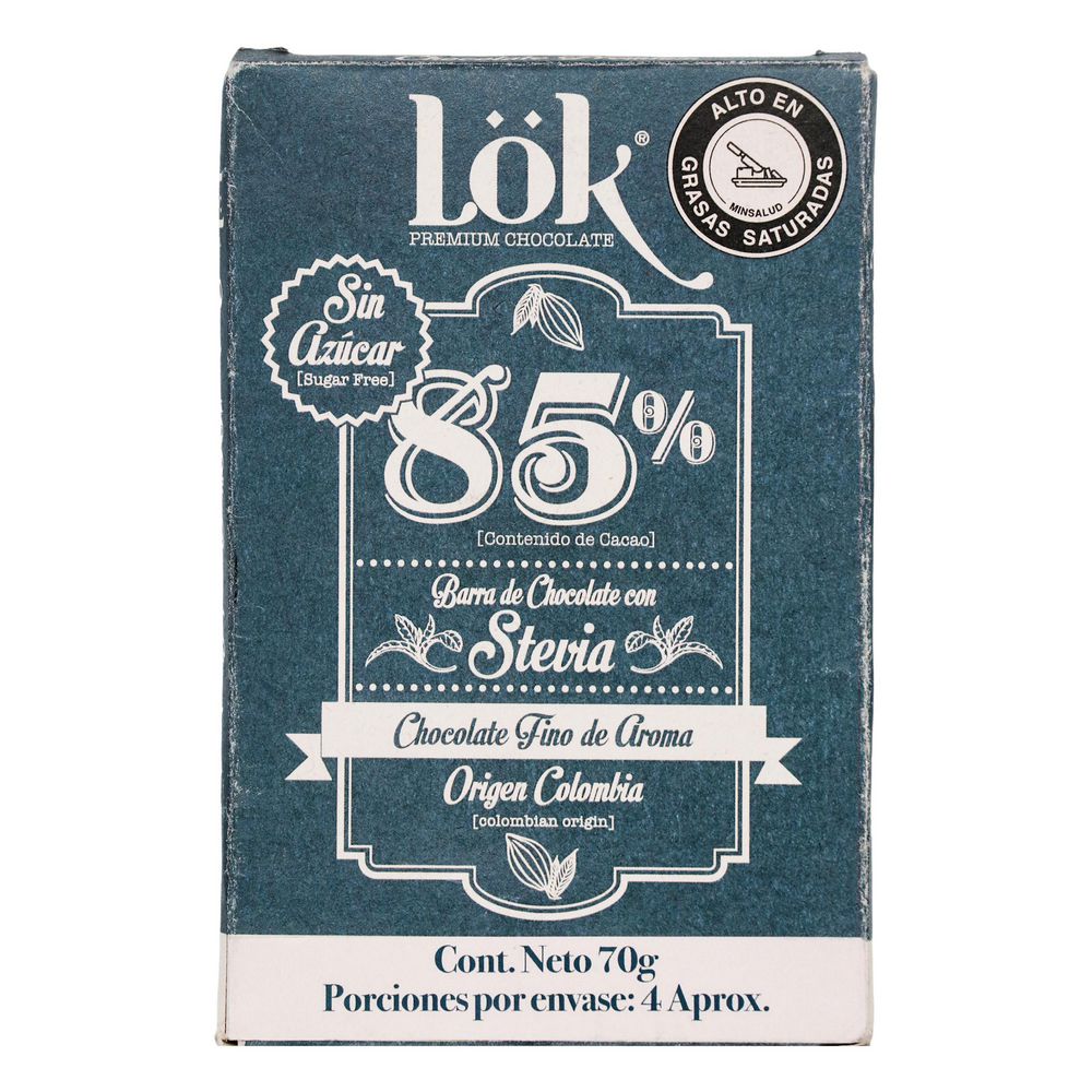 Lök Barra de Chocolate con Stevia 85 % 70 g