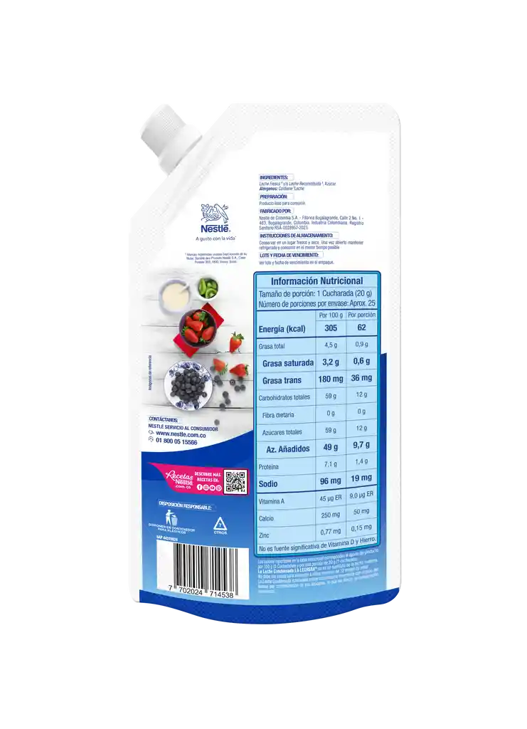 Leche condensada LA LECHERA x 504g gratis 20%