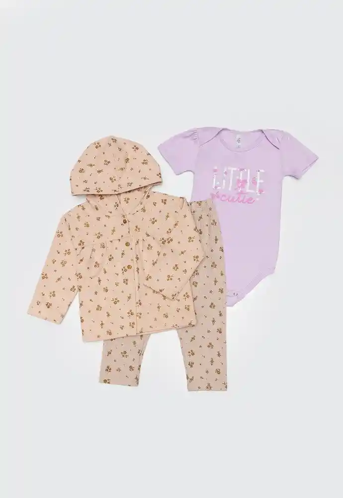 Conjunto 3 Piezas 3/6 Meses-lila