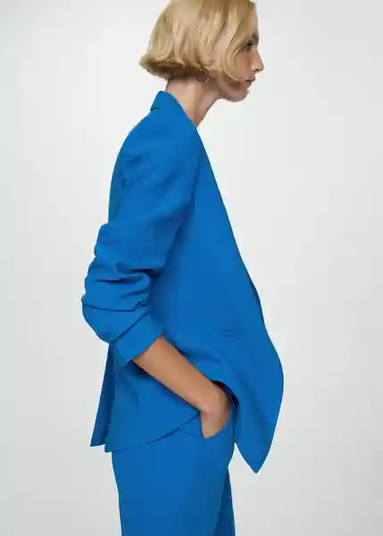 Blazer Iguana Azul Talla M Mujer Mango