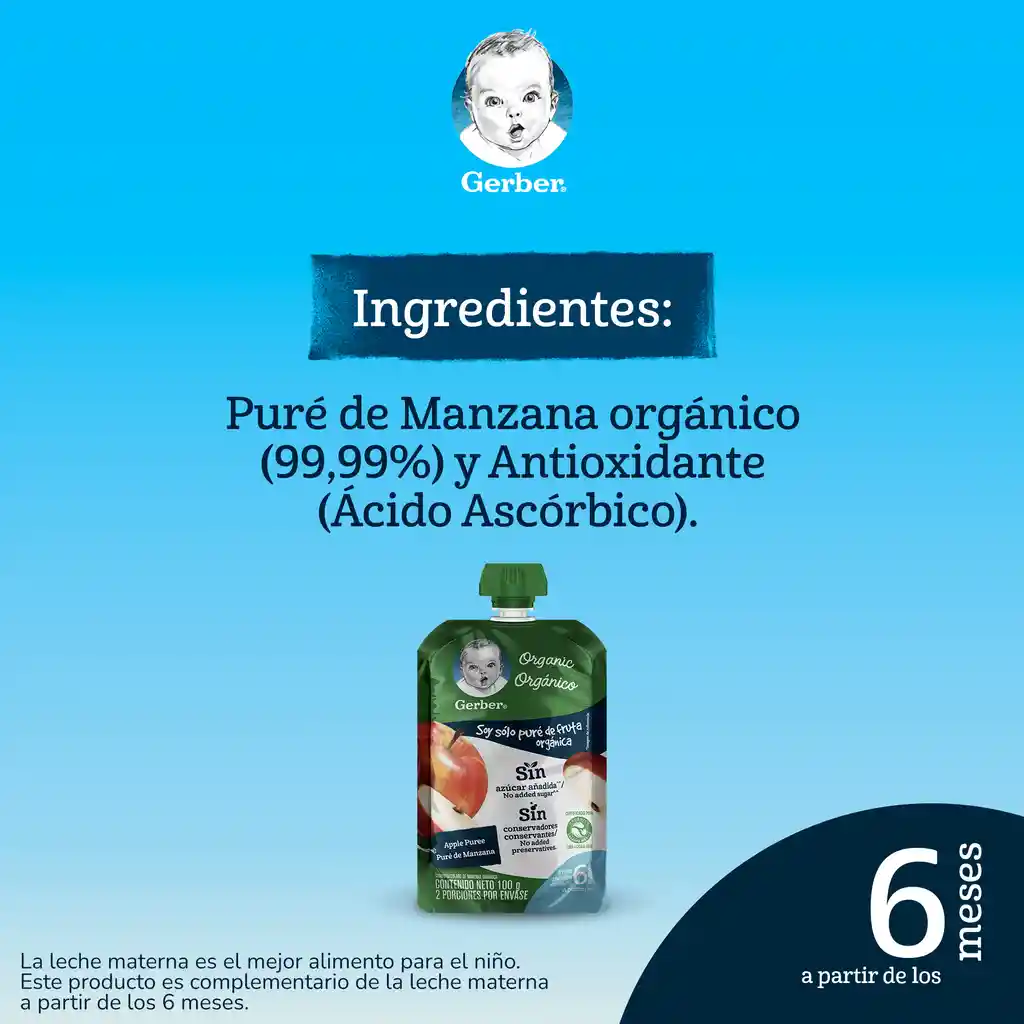 Compota orgánica GERBER manzana x 100g