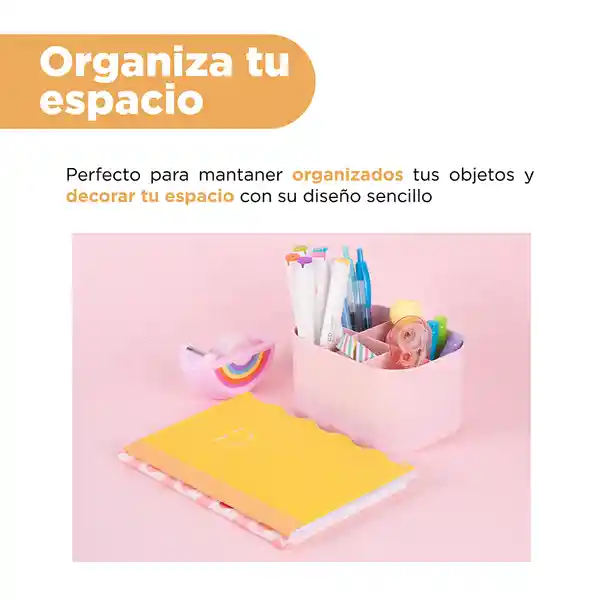 Organizador Plástico Compartimento Alta Macaron Rosa Miniso