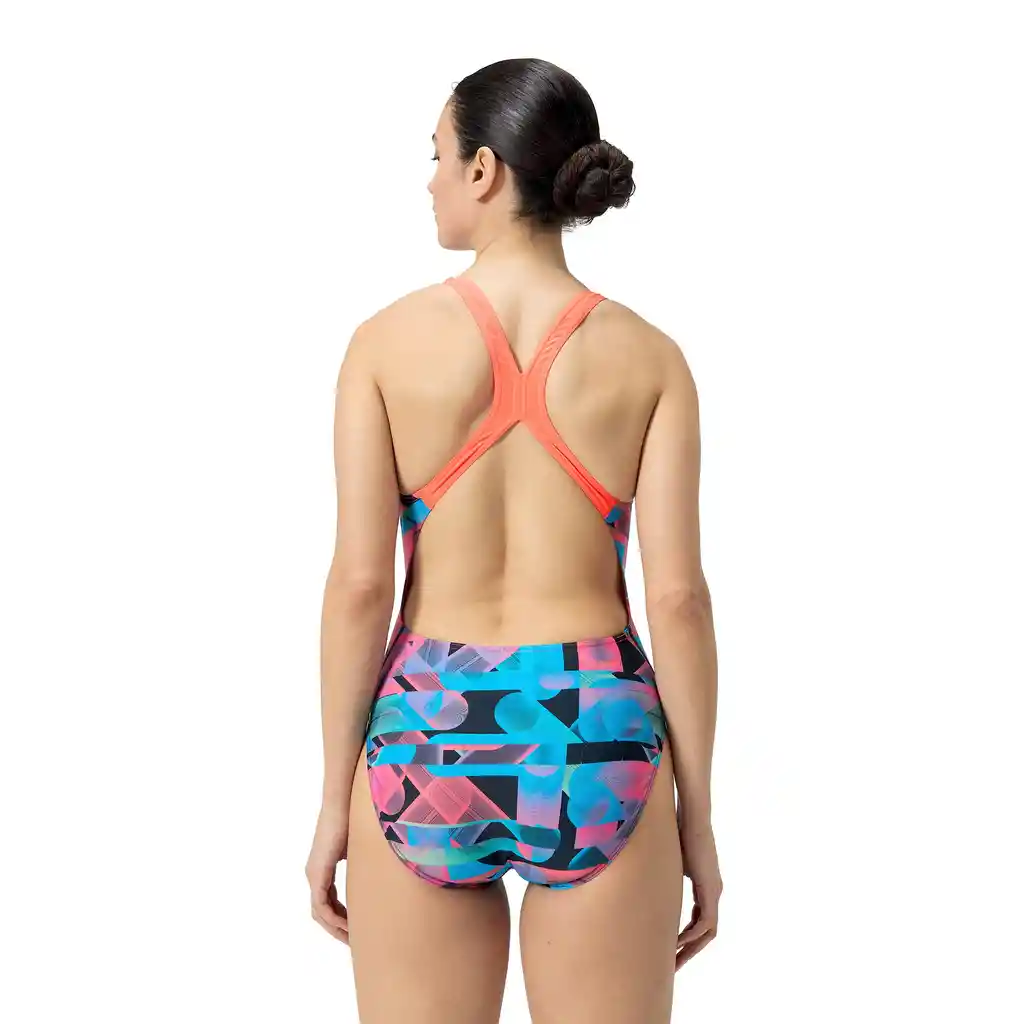 Vestido de Baño Allover Digital Powerback Mujer Negro-32