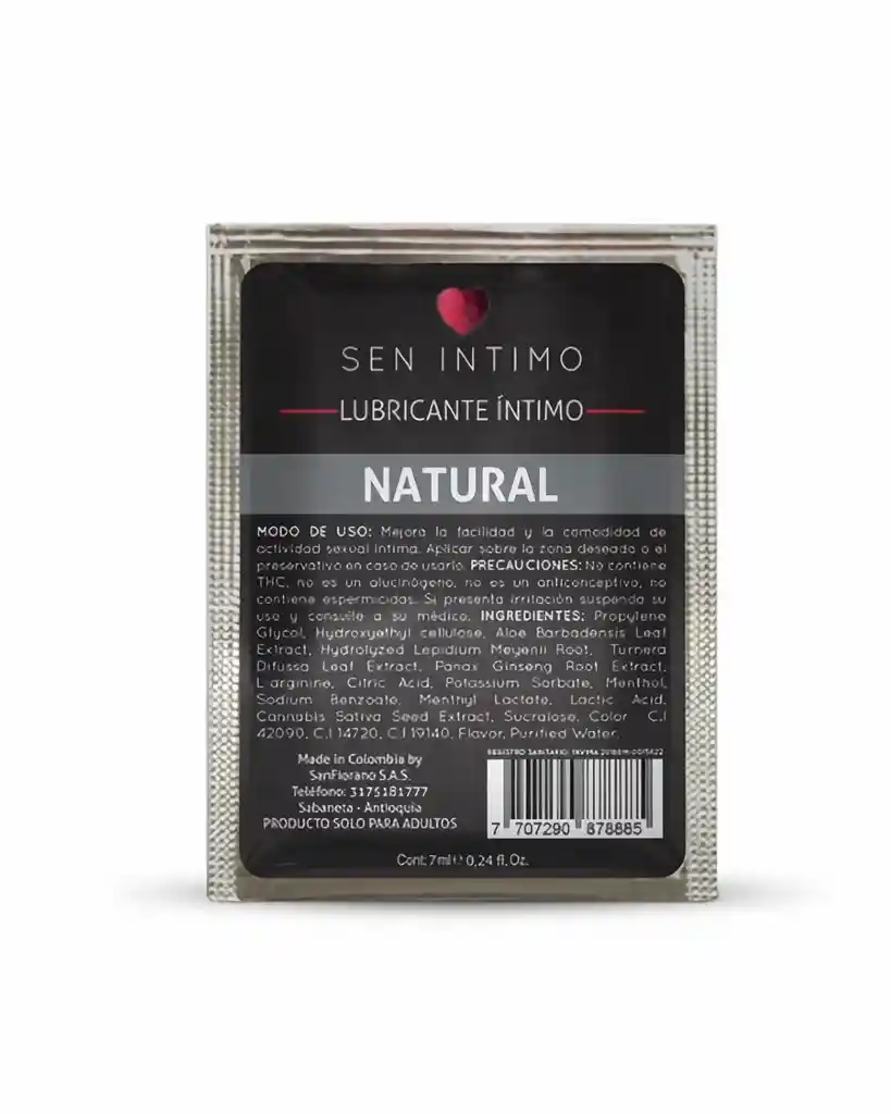 Sen Intimo Lubricante Natural Sachet 7Ml