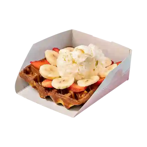 Waffle de Arequipe, Helado y 2 Frutas