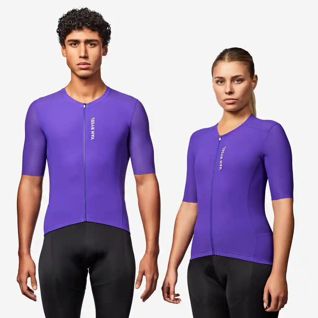 Camiseta Ciclismo Carretera Racer 2 Unisex Morada Manga Corta Verano