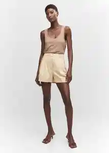 Short Pedrito Beige Talla 36 Mujer Mango