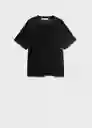 Camiseta Lenu Negro Talla M Mujer Mango