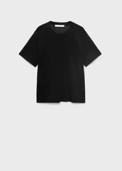 Camiseta Lenu Negro Talla M Mujer Mango