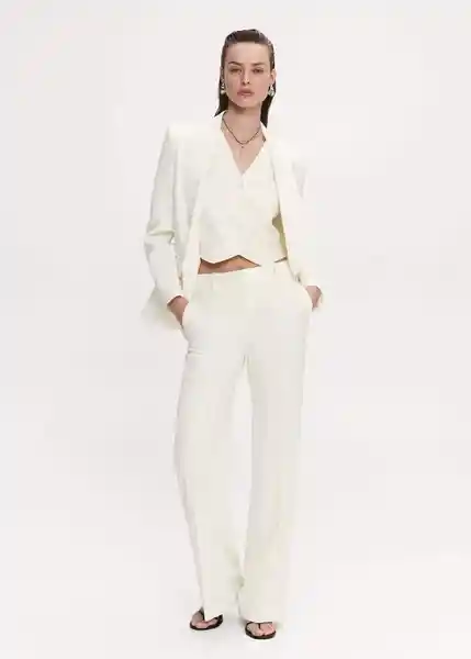 Pantalón Smoking Offwhite Talla 42 Mujer Mango