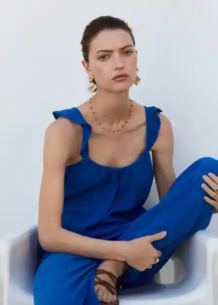 Top Bambú Azul Talla 18 Mujer Mango