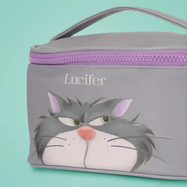 Cosmetiquera Tipo Neceser Disney Cat Lucifer Gris Miniso