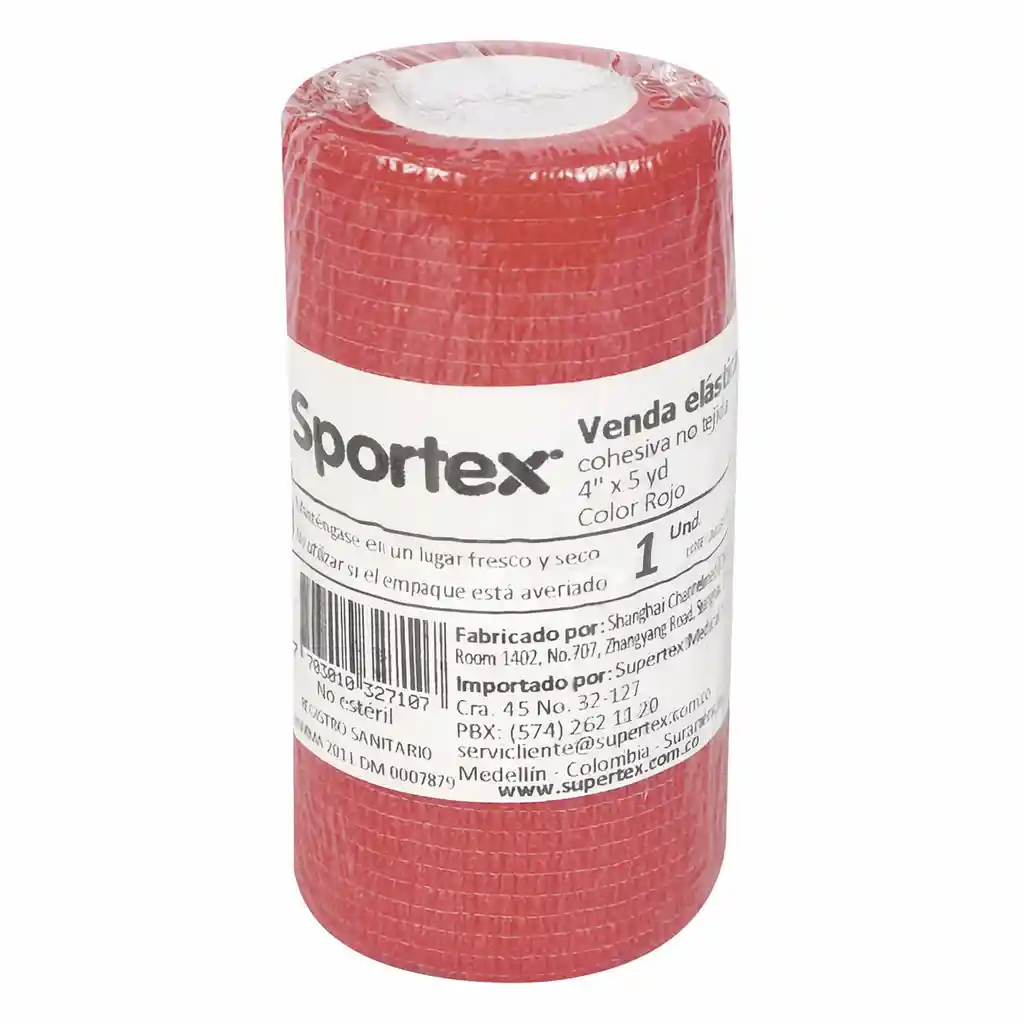 Sportex Venda Elástica Cohesiva Roja 4 x 5