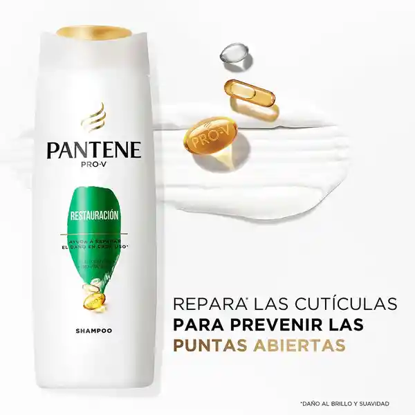 PANTENE Shampoo para cabello tratado químicamente dañado y con puntas abiertas Pantene Restauración con Aceite de Argán y las exclusivas Pro-Vitaminas 400 ml