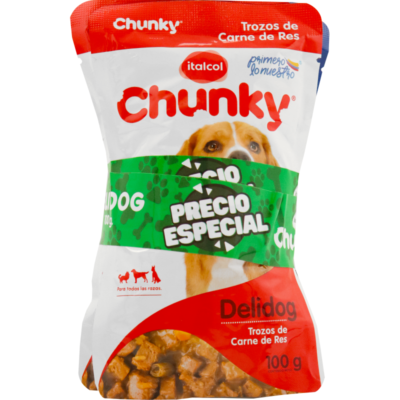 Chunky Delidog Alimento Húmedo Sabor Carne de Res 100 g