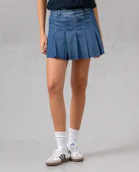Falda Mujer Con Tablas Azul Morfo Oscuro Talla 10 44618 Rifle