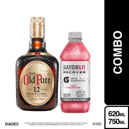 Combo Old Parr Escocés 12 Años + Gatorlit Fresa Kiwi 620 mL Pet