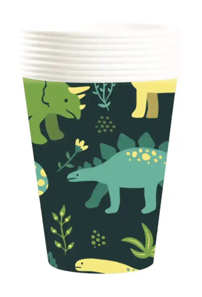 Playmart Dinosaurios Vaso Verde de Papel 9 Oz -