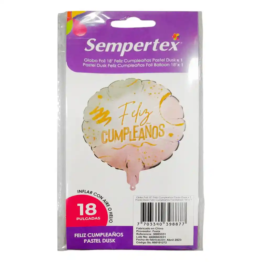Globo Feliz Cumpleanos Pastel Dusk Sempertex 7703340398877