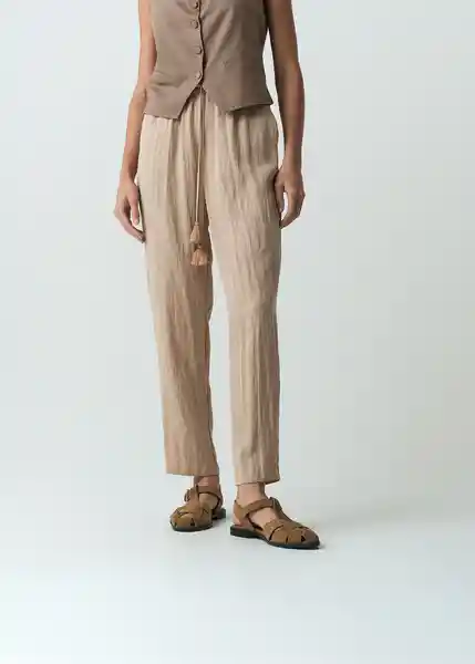 Pantalón Yumi Mujer Beige Polvillo Medio Talla M 532G380 Naf Naf