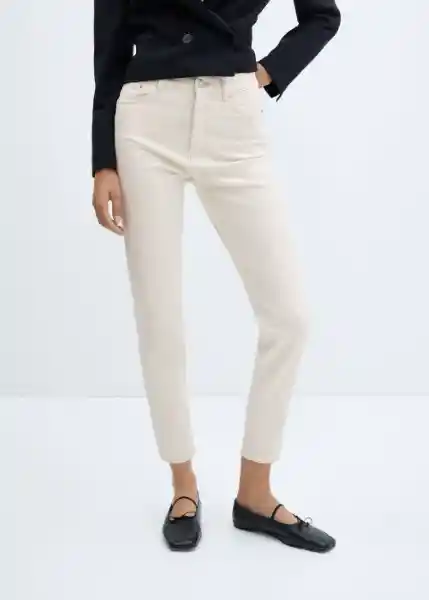 Jean Newmom Off White Talla 38 Mujer Mango