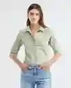 Camisa Ml Poplin Shirt Verde Aplomado Claro Talla Xs Mujer Chevignon