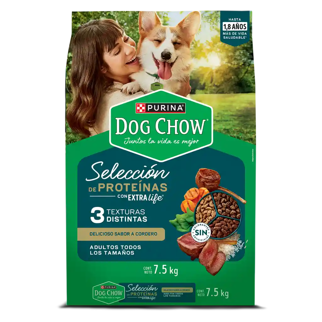 Comida para Perros Purina Dog Chow Selección Proteina Cordero x 7,5 kg