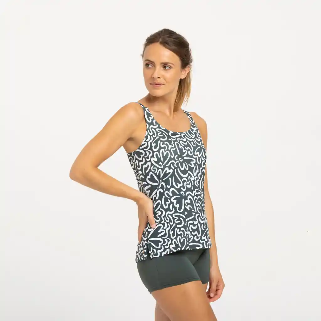 Vestido de Baño Enterizo de Natación Para Mujer - Verde Grisáceo