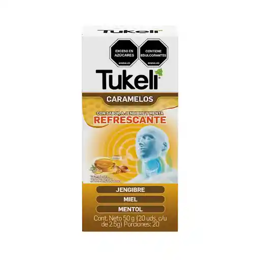 Tukeli Caramelos Con Miel de Abejas Sabor a Jengibre y Menta Refrescante Caja